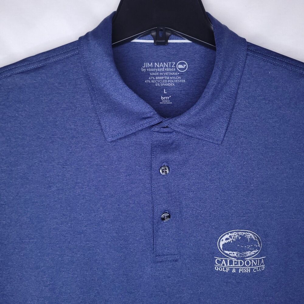 Vineyard Vines Polo Shirt Mens Large Blue Brrr Jim Nantz Performance Palmero